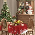 thumbnail image 2 of Merry Christmas Tablecloth 60 Inch Round Xmas Table Cloth Winter Red White Snowflakes Tablecloths Christmas Table Covers for Holiday Party Dining Kitchen Home Picnic Patio (Red Snowflake), 2 of 6