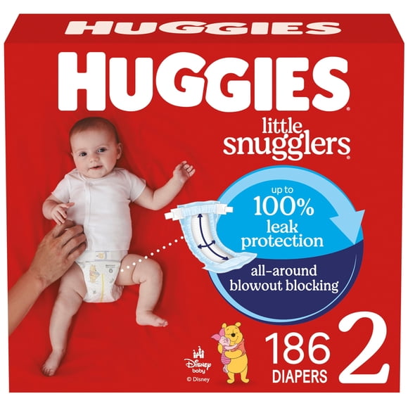 Pañales HUGGIES Little Snugglers, tamaño 2 (5-8 kg), 186 unidades