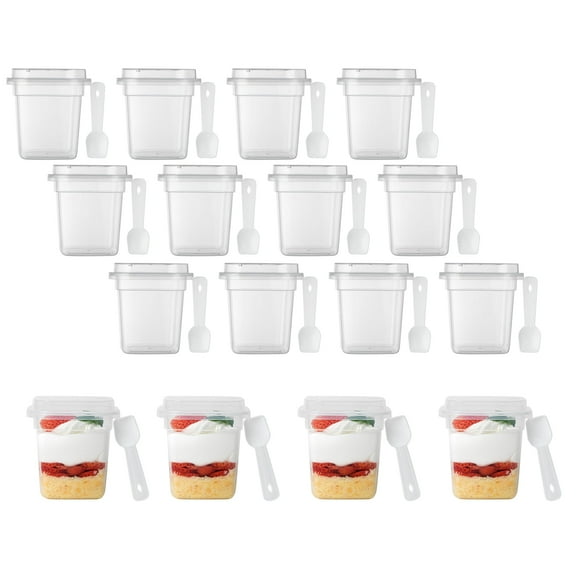 Mini Serve 2 oz Square Clear Plastic Dessert Cup Slanted - 2 1/4'' x 2 1/4'' x 3'' - 100 count box