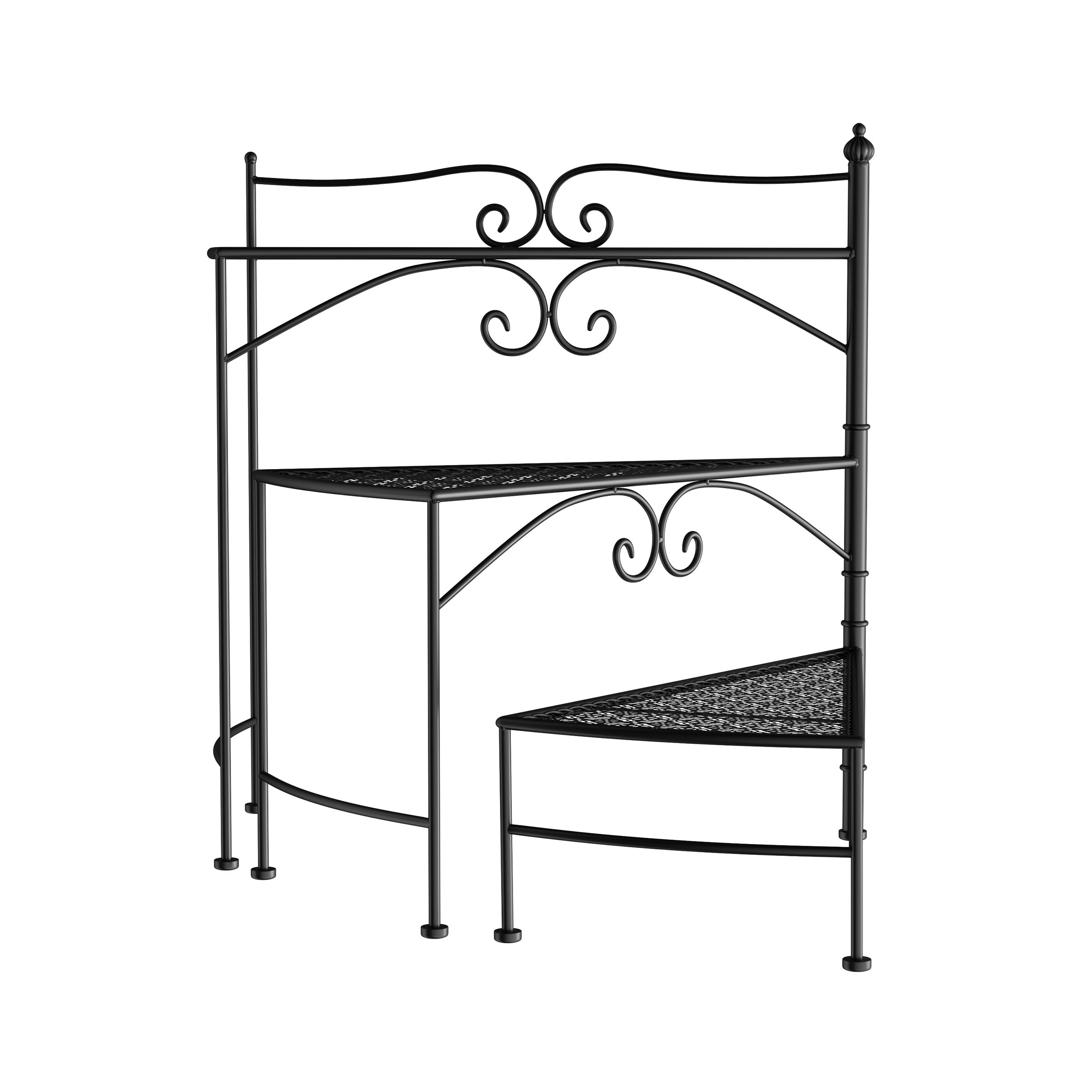 Plant Stand  3-Tier Indoor or Outdoor Folding Spiral Stairs Wrought Iron Metal Home and Garden Display with Staggered Shelves by Pure Garden (Black)