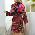 thumbnail image 6 of Beautiful Hand Drawn Floral Pattern Night Robe Long Sleeve V Neck Robe With Belt Women's Sleepwear Dresses, 6 of 9