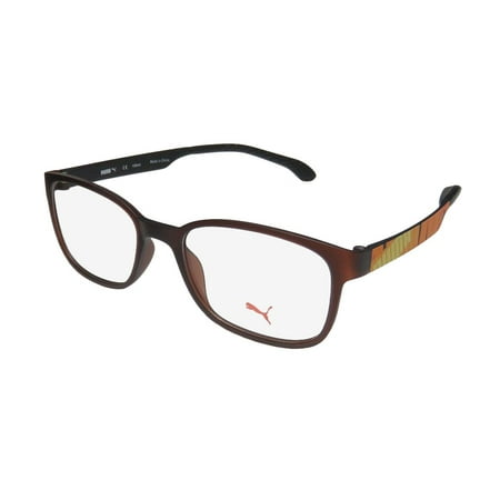 Image of new puma 15440 mens/womens designer full-rim brown / yellow / orange frame demo lenses 48-17-135 eyeglasses/eyewear