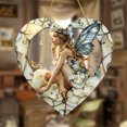 thumbnail image 3 of Heart-Shaped Angel with Wing Acrylic Painted Disc Pendant - 8in Window & Porch Hanging Decoration for Home, Cute Angel-Themed Ornament to Enhance Indoor/Outdoor Holiday & Daily Ambiance, A, 3 of 7