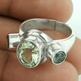 thumbnail image 2 of Natural Green Amethyst & Blue Topaz Multi Gemstone Handmade Jewelry For Women, Metaphysical Stackable Ring, Statement Ring, Antique Ring, Unique Mothers Day Gifts (green-amethyst, Size 7), 2 of 3