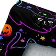 thumbnail image 3 of Cute Pet Cat Bedding Sets Twin Size,Halloween Pumpkin Lantern Stars Pattern Fitted Sheet Sets for Toddler Kids Room Decor,Colorful Neon Lights Bed Set,1 Fitted Sheet+2 Pillowcases., 3 of 7