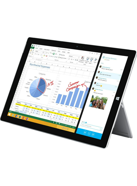 Microsoft Surface 3 Tablet, 10.8", 4 GB, 64 GB SSD, Windows 8.1 Pro 64-bit, Silver