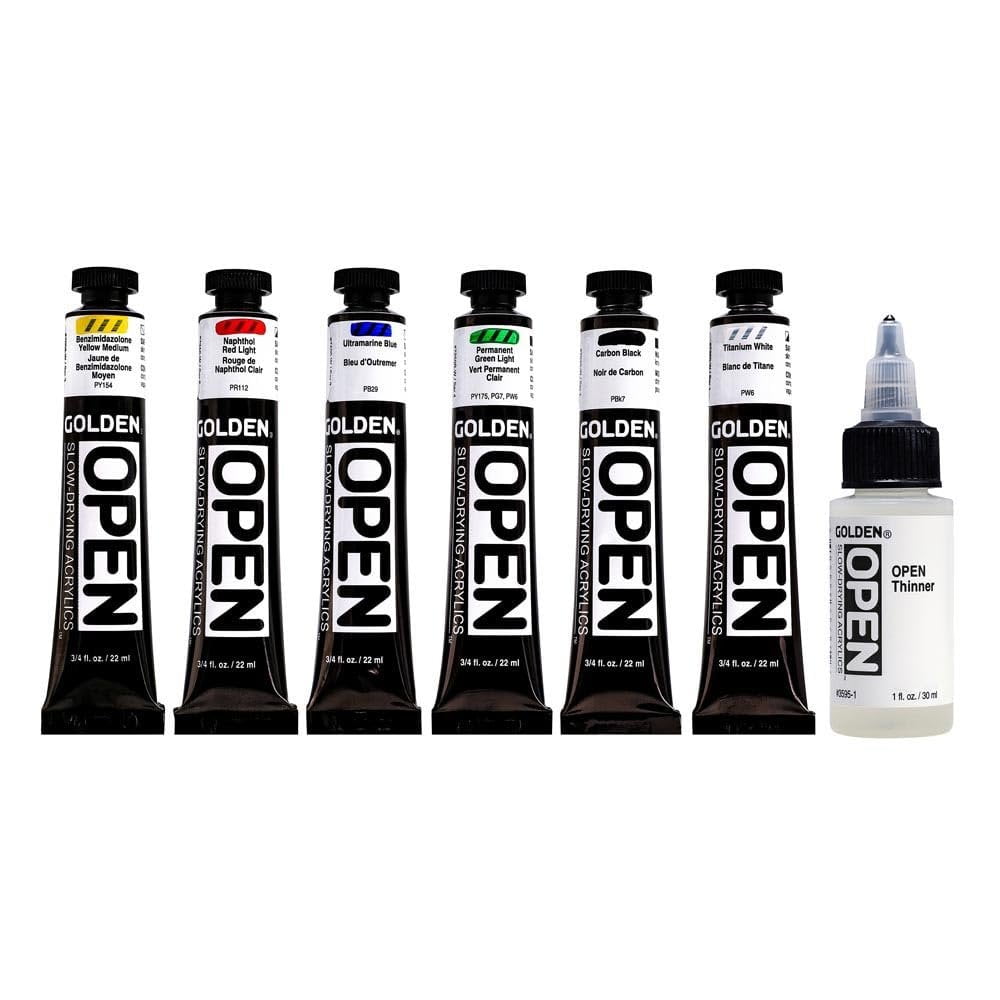 Golden Open Acrylics - Set of 6, Intro Colors with Thinner, 22 ml