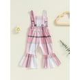 thumbnail image 3 of FEORJGP Little Girl Plaid Overalls Flared Pants 6M 12M 18M 2T 3T 4T Toddler Baby Casual Square Neck Rompers Sleeveless Bell Bottom Jumpsuits Kids Infae Casual Classic Clothes for Spring Fall, 3 of 6