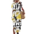 thumbnail image 1 of SMihono Robe Maxi Boho d'Été pour Femmes Grande Taille Robe Maxi pour Femmes Vacances à la Plage Décontractée Robe Longue Ample Manches Courtes Robes d'Été avec Fente Robe de Plage, 1 of 5