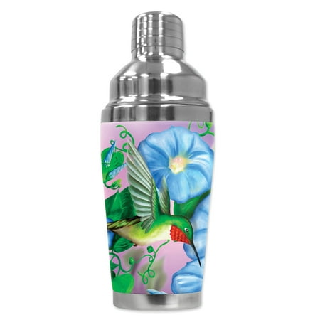 

Mugzie brand 16-Ounce Cocktail Shaker with Insulated Wetsuit Cover - Hummingbird & Flowers