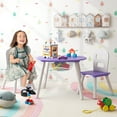 thumbnail image 4 of Costway Kids Wooden Round Table & 2 Chair Set w/ Center Mesh Storage Purple, 4 of 10