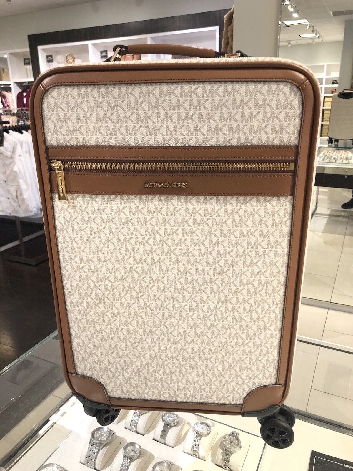 Michael Kors Logo Rolling Travel Trolley Suitcase Carry On Bag Vacation Trip MK