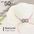 thumbnail image 3 of Sombrero de paja para mujer con circunferencia de 56-58 cm, protector solar de verano, sombrero de paja de ala grande, sombrero para el sol, sombrero de paja con flores y conjunto de bolso, 3 of 5