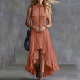 thumbnail image 6 of Women's Solid Color Sleeveless Lapel Zipper Jumpsuit Long Skirt Casual Fashion, 6 of 7