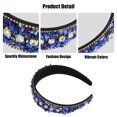 thumbnail image 3 of Bling Rhinestone diadema azul marino triturado turquesa Rhinestone borde ancho diadema para mujer 4.72"x1.65", 3 of 7