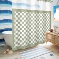 thumbnail image 5 of No Hook Shower Curtain, Sage Green Plaid Shower Curtains for Bathroom with See Through Top Window, Farmhouse Green White Checkered Lace Waterproof & Washable Bath Curtain 66"x72", 5 of 9