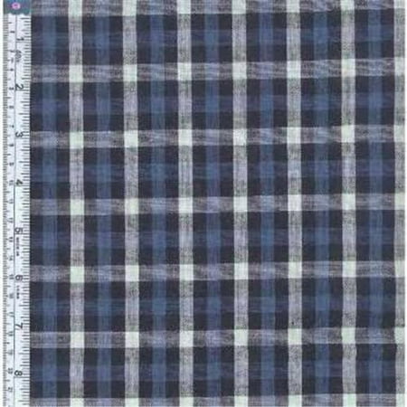 Textile Creations RW0065 Rustic Woven Fabric, Check Navy And Light Grey, 15 yd.