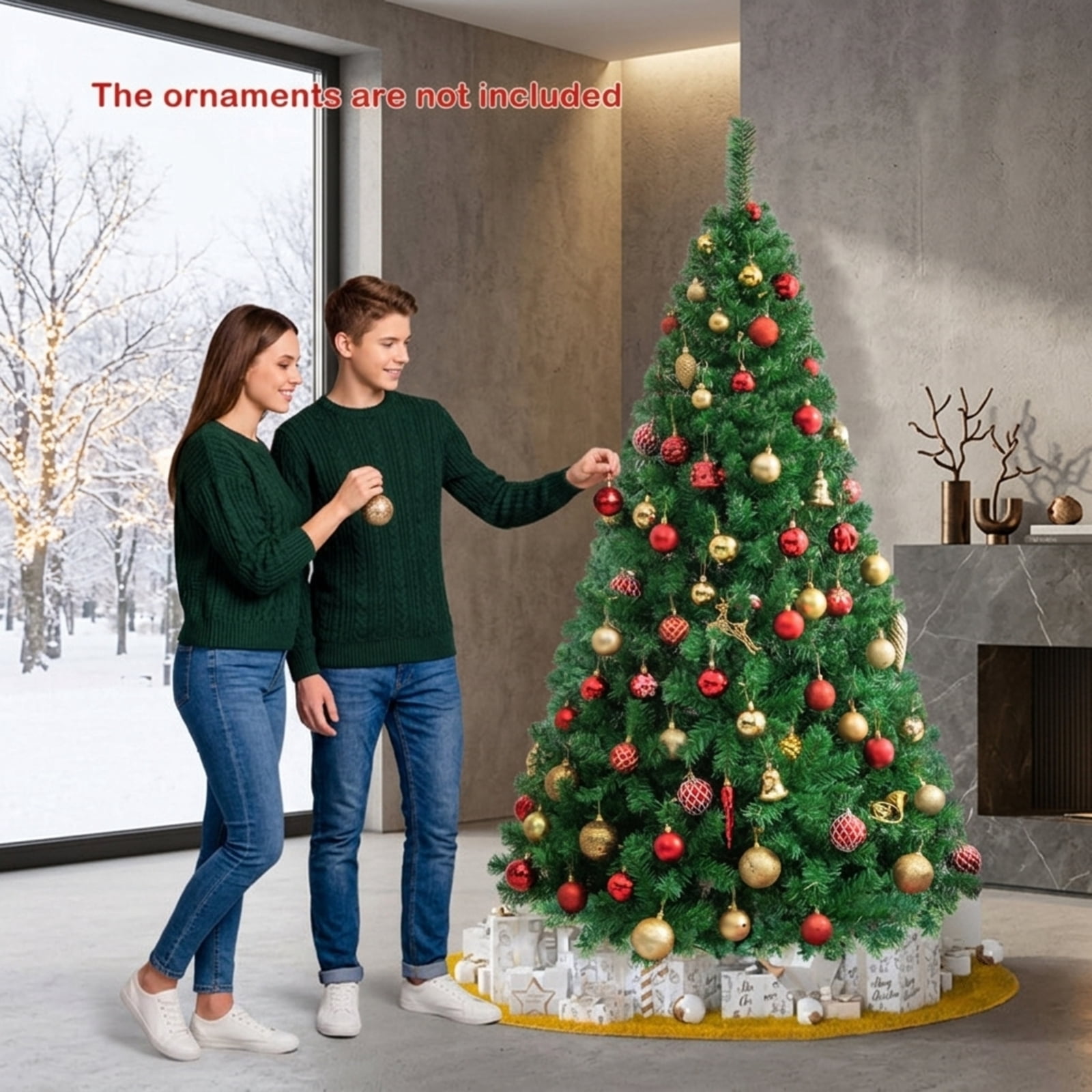 RUIE, 6 ft, Artificial Christmas Tree, with Metal Stand, 650 Branch Tips, Green Holiday Xmas Tree for Indoor Home Office Decoration