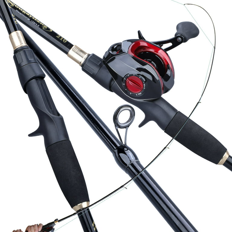 Sougayilang Carbon Fiber Casting Telescopic Fishing Rod and 7.1:1 GR  Baitcaster Reel Fishing Combo