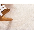 thumbnail image 3 of Ripaz Vogue Round Jute Rug Hand Braided Farmhouse Jute Area Rug, White with Beige Border (2x2 Feet Round), 3 of 5