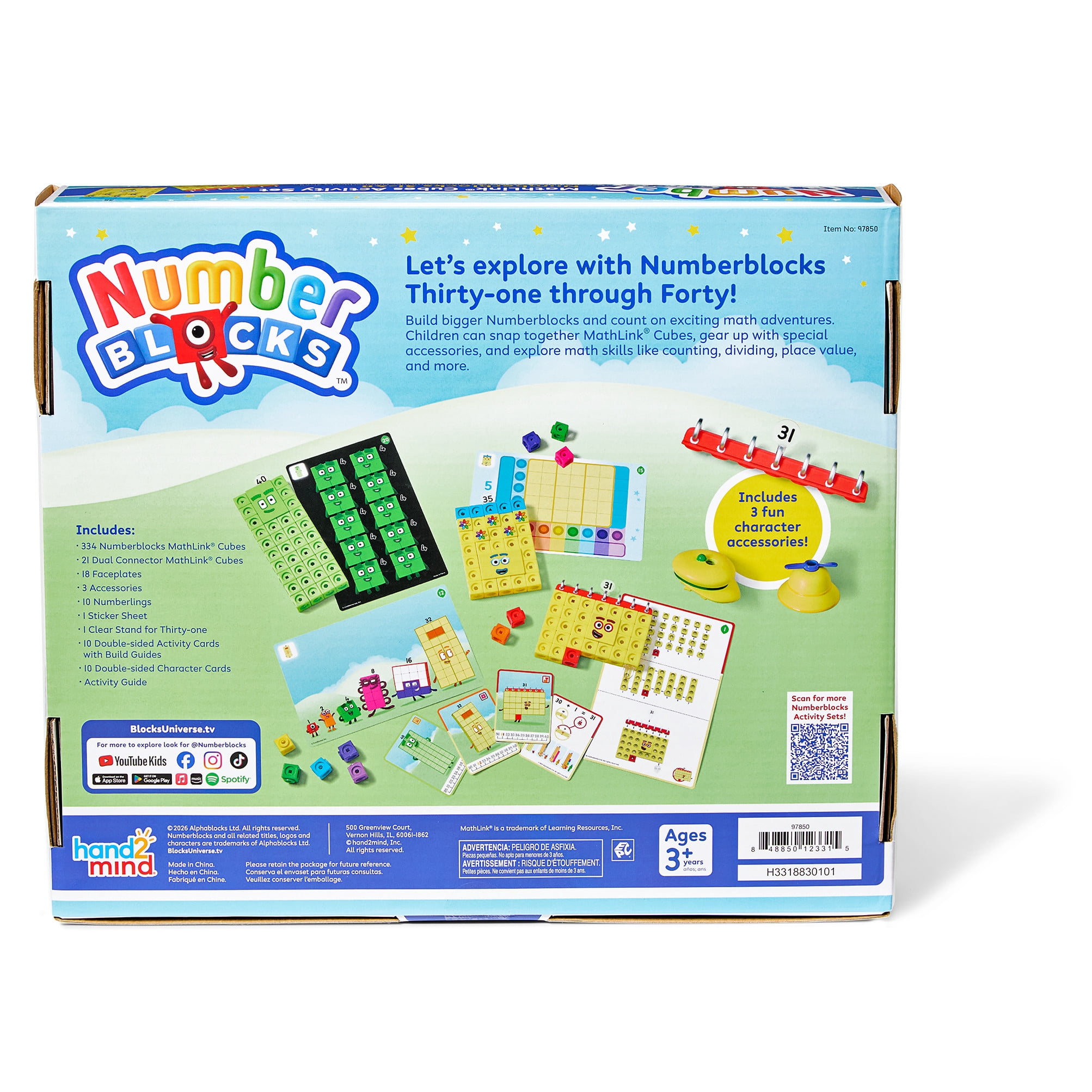 hand2mind Numberblocks 31-40 MathLink Cubes Activity Set - Learn Numbers & Early Math Skills, Preschool and Kindergarten Learning Activities, Educational Toys for Kids, Counting Math Manipulatives