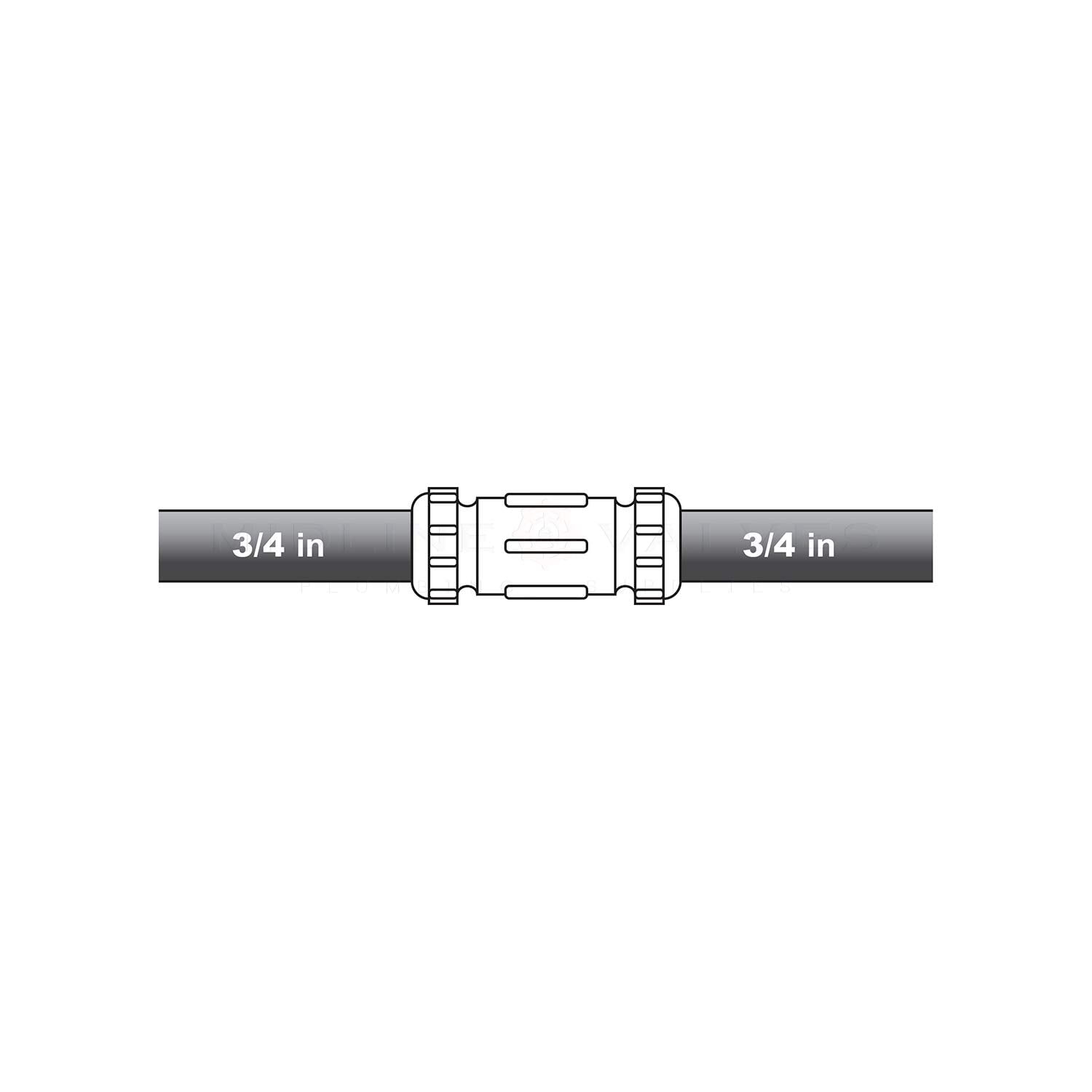 Midline Valve 22RCS56-12 Compression Coupling Fitting, with Packing Nut, Brass, 3/4 in. Nominal Fitting, 3 in. Length (12 Pack)