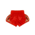 thumbnail image 3 of Hansber Kids Boys Girls Satin Boxing Shorts Metallic Letter Side Slit Sport Shorts Hot Pants with Red M, 3 of 4