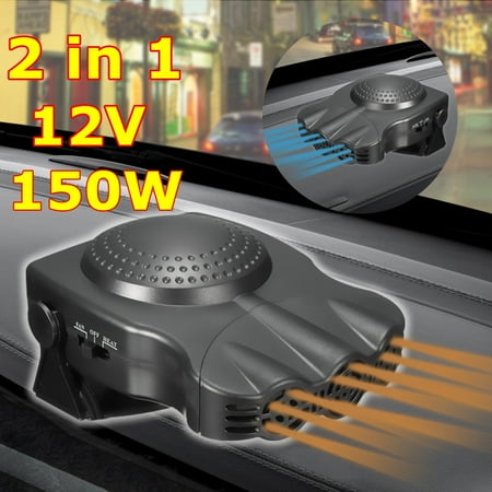 - 2 In1 Portable Car Heater Heating Hot Cool Cooling Fan 12V 150W Windscreen Demister Defroster Universal Vehicle Auto SUV Van Caravan Truck Cigarette Lighter Socket MATCC US