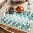 thumbnail image 3 of Turquoise Boho Flowers Placemats Set of 12 Modern Luxurious Geometric Floral Place Mats Indoor Wipeable Table Mats Washable Dining Table Placemats for Kitchen Holiday Party Home Decor 13x19 Inch, 3 of 9