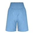 thumbnail image 4 of Nestiefly Linen Shorts for Womens Casual Summer High Waisted Wide Leg Lounge Beach Vacation Shorts with Pockets 2026 Spring Sky Blue M, 4 of 8
