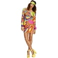 thumbnail image 1 of Smiffys Robe de Costume Flower Power des Années 70 pour Femmes Fever, 1 of 3