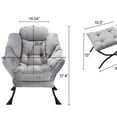 thumbnail image 2 of Gray Accent Chair for Living Area - Modern Fabric, Rust Steel Frame, Comfy Seat & Side Pocket Room Polyester Metal Construction,, 2 of 11
