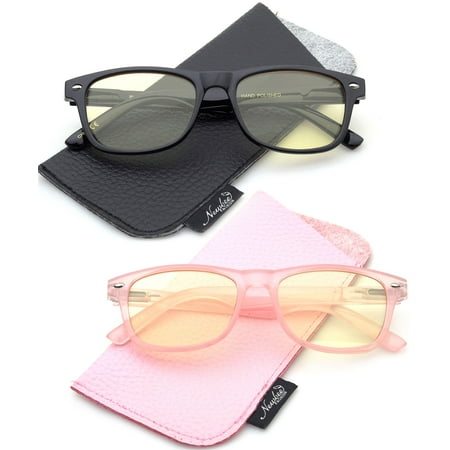 Newbee Fashion 2 Packs Kids Blue Light Block Glasses Girls Boys Teens (5-17 Years) Computer and Gamer Eyewear Anti-Glare Protection Anti-Fatigue Anti UV Glasses for Smartphone Screens