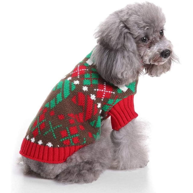 Jerséis navideños para mascotas: suéter para cachorros, sudadera con capucha, prendas de punto, abrigo cálido con dibujos animados de Halloween, ropa navideña para perros pequeños, medianos, gatos, conejos (XL, rojo y verde) BRI Rojo Verde