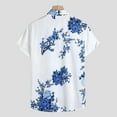 thumbnail image 6 of Wioihee Men's Floral Print Button Down Short Sleeve Turn Down Collar Hawaiian Vacation Shirt Blue 4(M), 6 of 8
