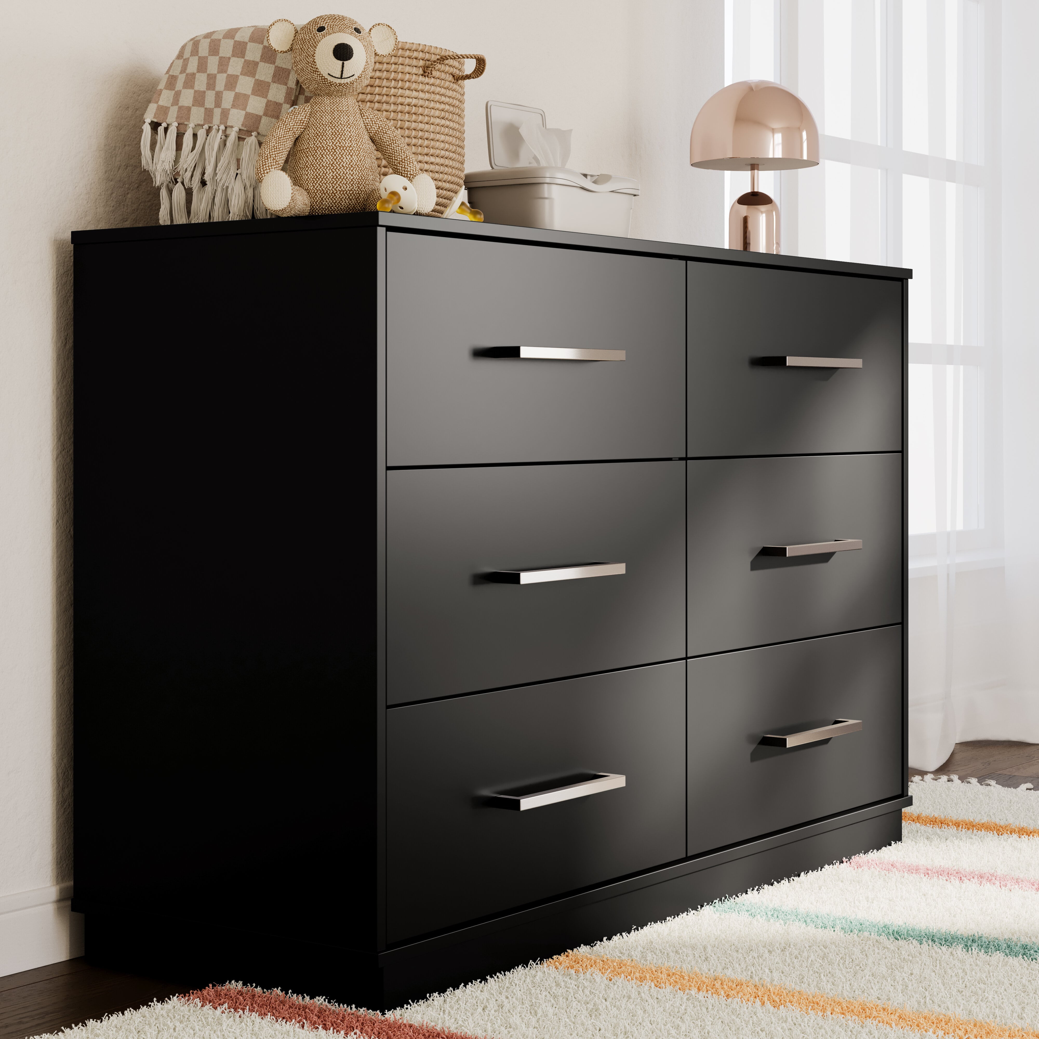 Graco Essentials 6 Drawer Nursery Double Dresser, Black