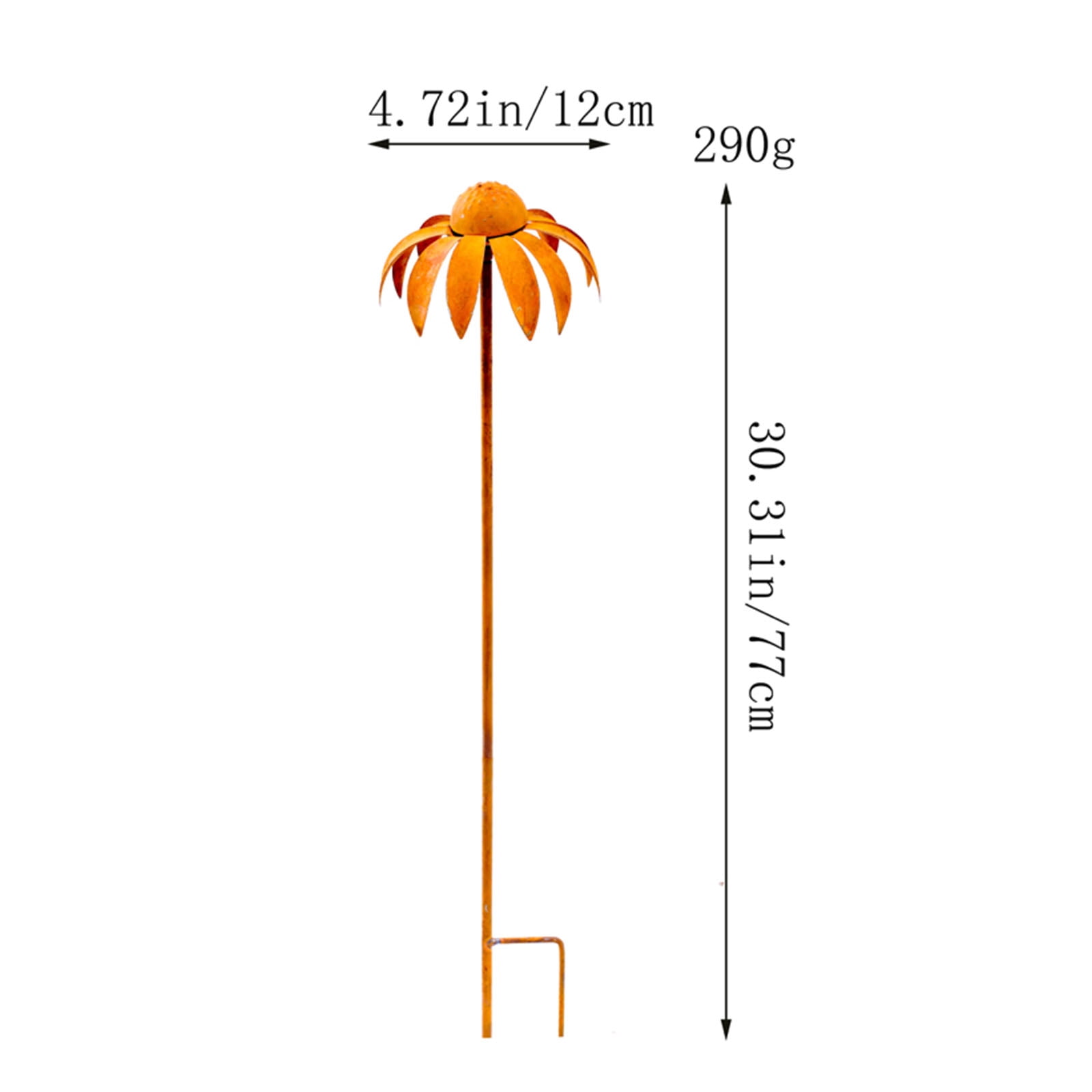 Aged Finish Iron Echinacea Coneflower Garden Stake Decorative Plant Sculpture for Patios Landscape