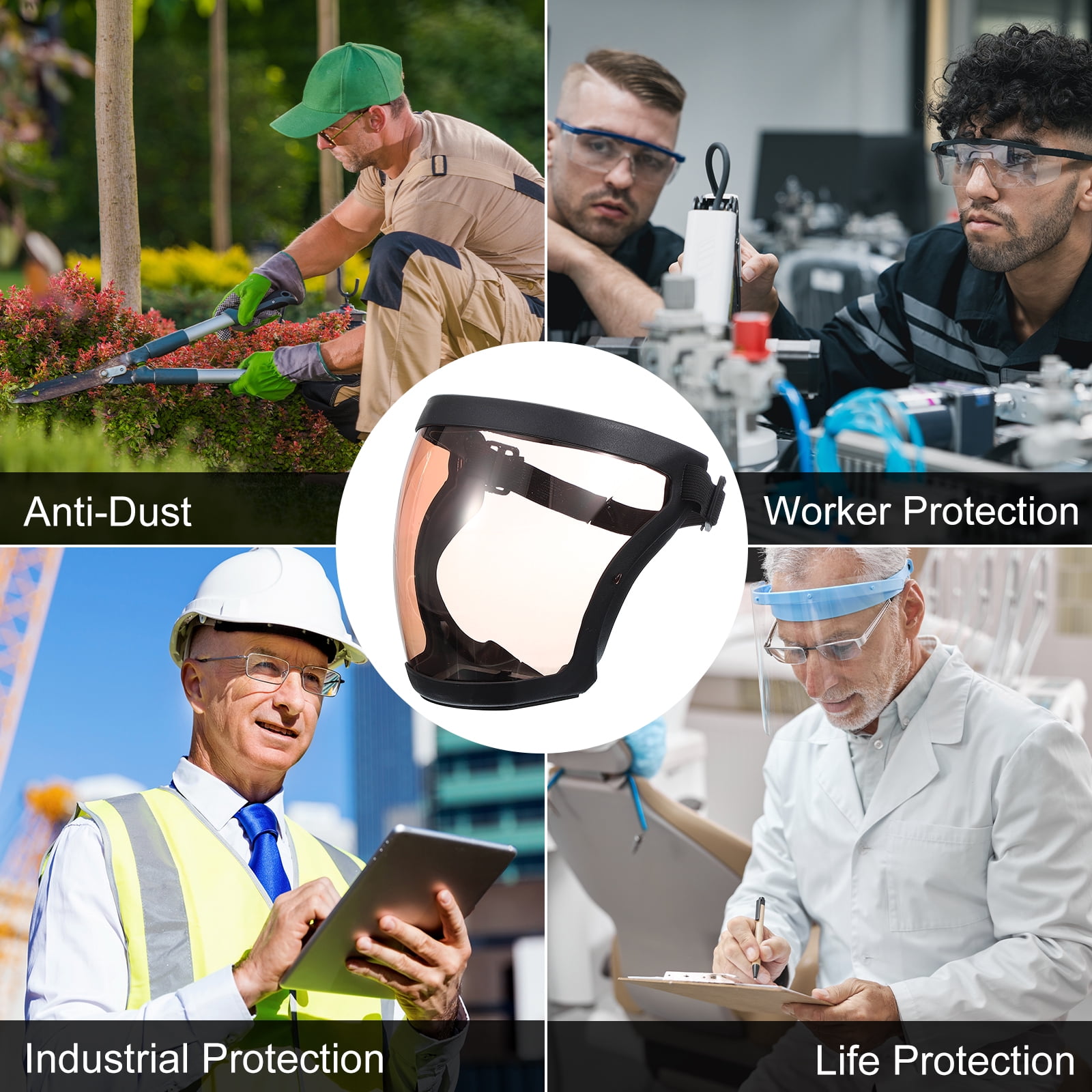 Uxcell Full Safety Face Shields, Anti Fogging Full Safety Face Protection Face Shields Brown