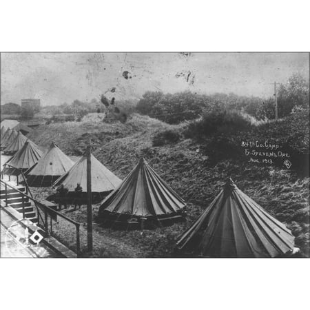 24"x36" Gallery Poster, 34th Company encampment near Battery Freeman on ramparts of Old Fort Stevens. NARA 299692