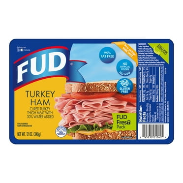 FUD Slc Turkey Ham 4x4 - 12 oz. Resealable Plastic Pack. Made with Turkey Thigh Meat
