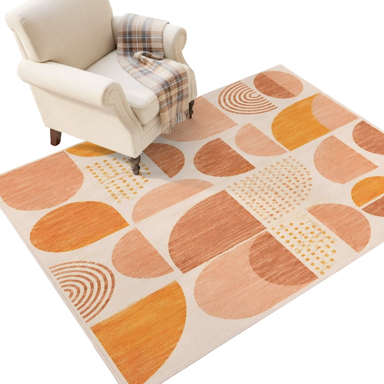 Terracotta Semicircles Area Rugs 2.7x5ft Boho Art Modern Geometrics ...