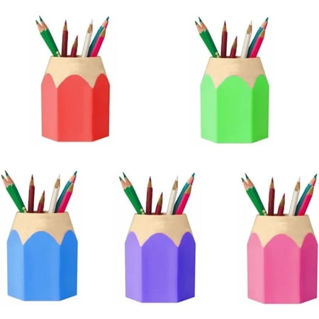 New! For School Classroom Home Office Desktop Decorative Pencil Holder 5 Pack Desk Cute Pencil Storage Box Colored Pencil Holder