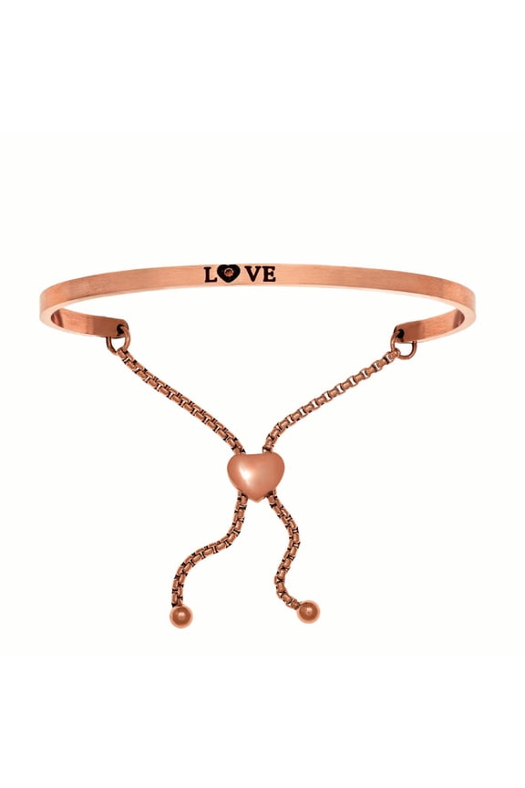 Stainless Steel Satin Square Love  Bangle Bracelet, 7"