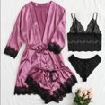 thumbnail image 1 of Conjunto de pantalones cortos y sujetador para dormir para mujer conjunto elegante de 4 piezas a juego traje para el hogar, 1 of 7