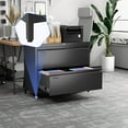 thumbnail image 6 of Metal 2 Drawer Lateral File Cabinet with Lock & Adjustable Feet - Wide Filing Cabinet for Letter/Legal/F4/A4 Hanging Files - Includes Business Card Holder,Home Office School Storage,Black, 6 of 17