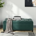 thumbnail image 2 of Upholstered Flip Top Storage Bench with Button Tufted Top, Green, 2 of 6