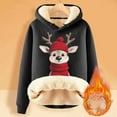 thumbnail image 2 of Telankuip Sherpa Lined Christmas Hoodies for Women Fall Winter Cute Xmas Elk Graphic Print Long Sleeve Pullover Sweatshirts Oversized Thick Warm Comfy Casual Tops Black L, 2 of 3