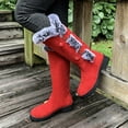 thumbnail image 6 of Lovzfmll Knee High Boots Women, Faux Fur Lined Knee High Snow Round Toe Low Heel, Chunky Low Heel Round Toe Buckle Snow Chunky Boots Warm Red Boots, 6 of 9