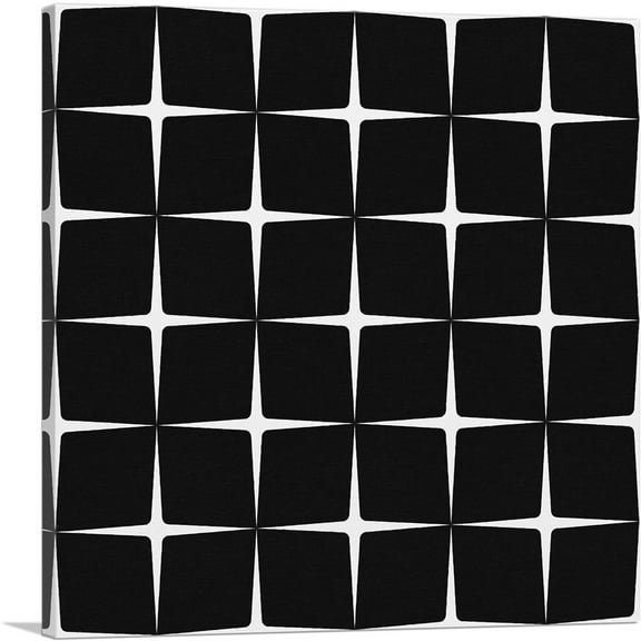 ARTCANVAS Mid-Century Modern Thin White Stars on Black Canvas Art Print - Size: 12" x 12" (0.75" Deep)