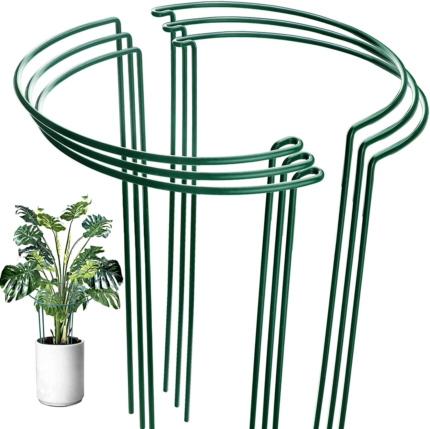 Plant Support Rings BLIKA 20 Pack Garden Plant Support Stake Outdoor Tall Plant Support Ring Cage 10 Wide x 15.8 High Half Round Metal Plant Stake Plant Supports for Outdoor Plants 